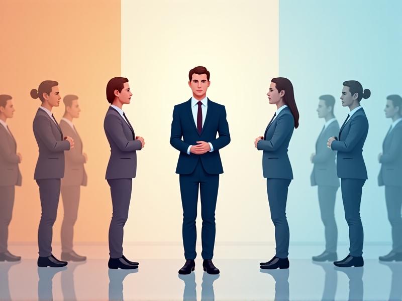Step-by-step infographic of a professional in business attire performing PMR at their workstation. Each step highlights a muscle group with soft color transitions from warm orange (tension) to cool blue (relaxation). Keywords: quick stress relief, office exercises, mindfulness.