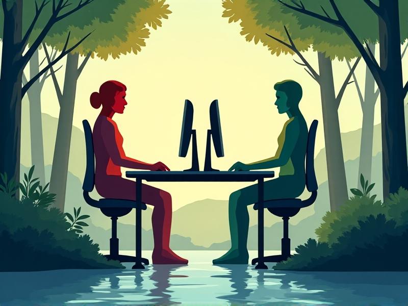 A split-image infographic contrasting incorrect and correct sitting postures in a modern office setting. Left side shows a slouched figure with red highlights indicating strain; right shows proper alignment in green. Minimalist vector art style with muted office colors and clear symbolic icons.